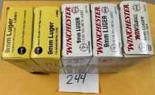 9mm Luger Cartridges 5 Box Lot - UMC & Winchester
