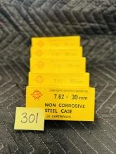 Lot of 5 Boxes of 7.62 x 39mm Ammo