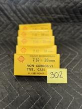 Lot of 5 Boxes of 7.62 x 39mm Ammo