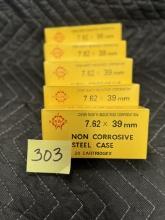 Lot of 5 Boxes of 7.62 x 39mm Ammo