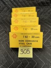 Lot of 5 Boxes of 7.62 x 39mm Ammo