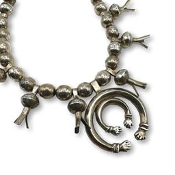 Vintage Los Ballesteros Mexican Sterling Silver Squash Blossom Necklace