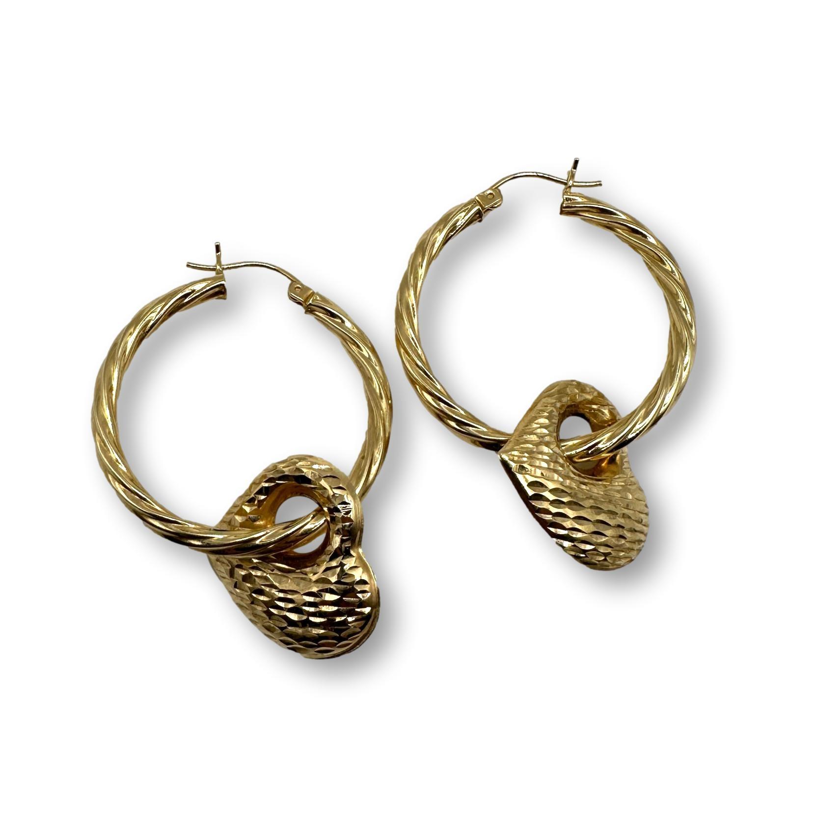 14K Gold Convertible Heart Earrings