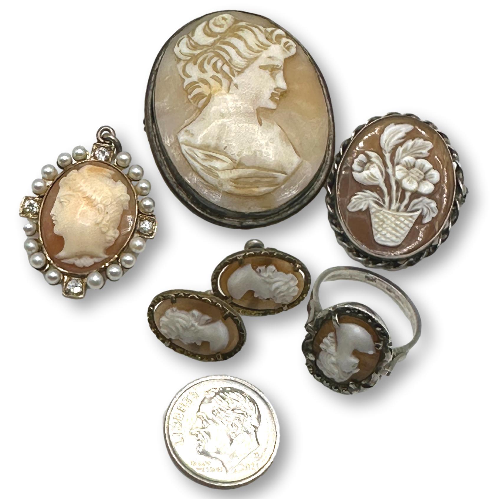 Vintage Cameo Collection Including 14K with Diamonds