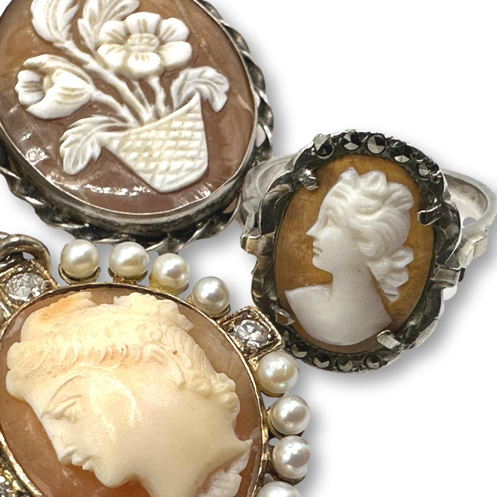 Vintage Cameo Collection Including 14K with Diamonds