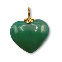 Emerald Green Glass Ring and Heart Pendant