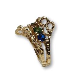 14K Gold Vintage Brutalist Multi Gemstone Ring