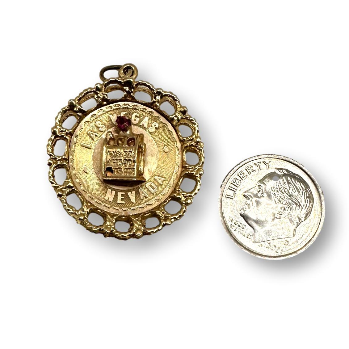 14K Gold Las Vegas Slot Machine Pendant Charm