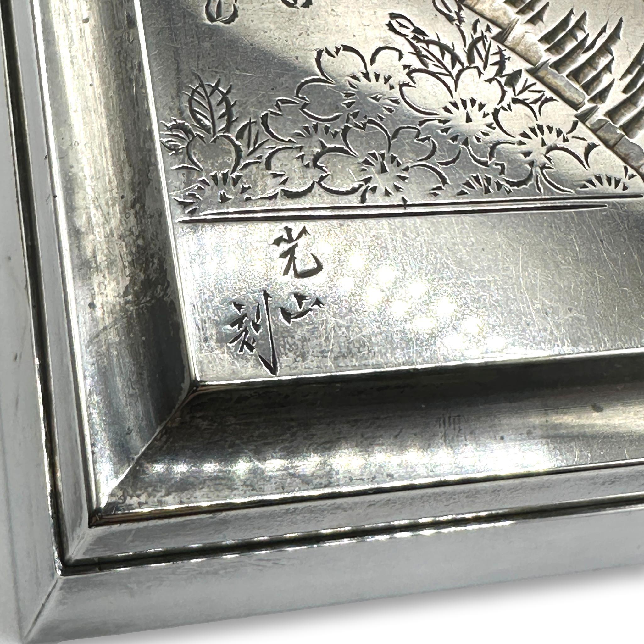 Chinese Export 950 Sterling Silver Jewelry Box with Wood and Felt Lining