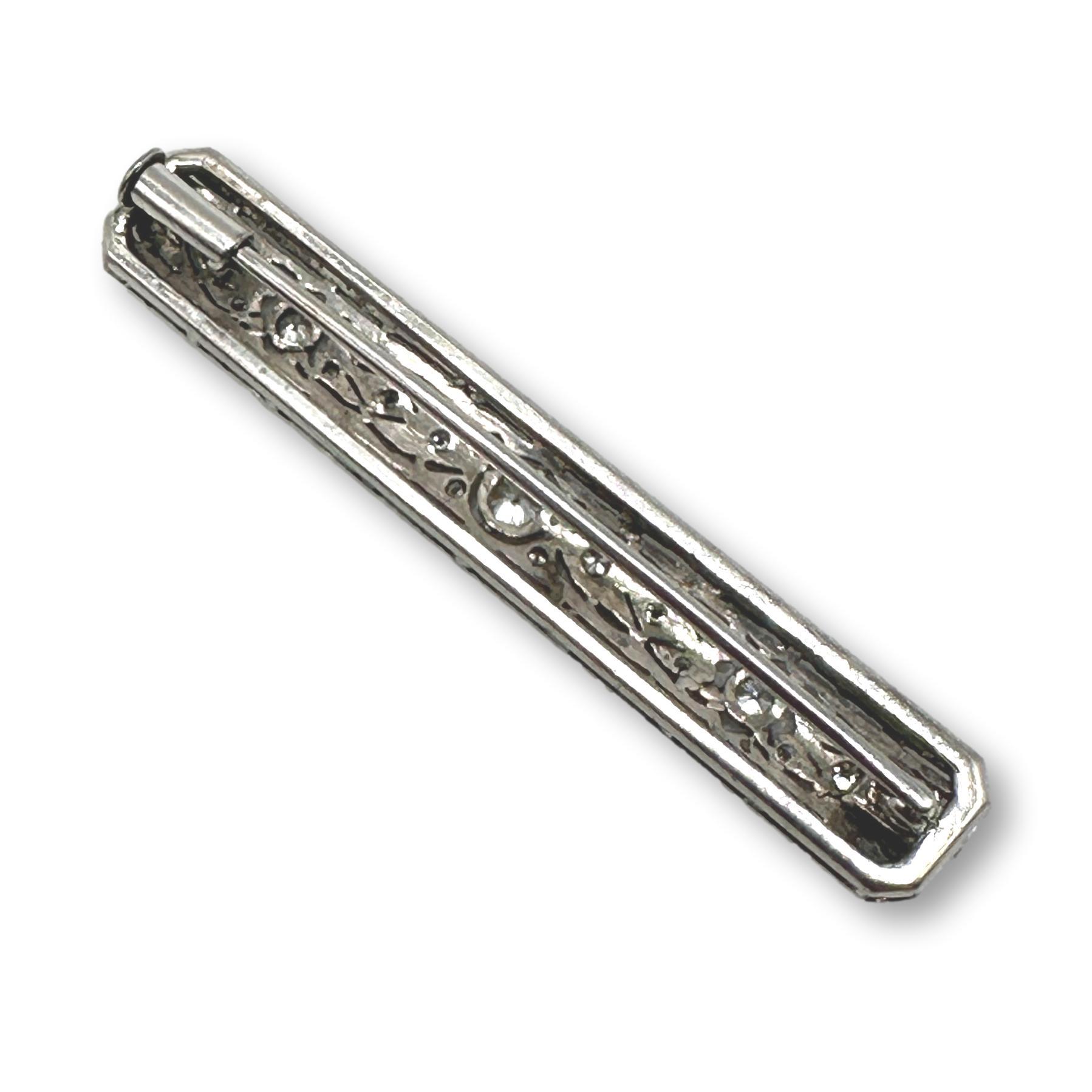 14K White Gold and Diamond Antique Bar Pin