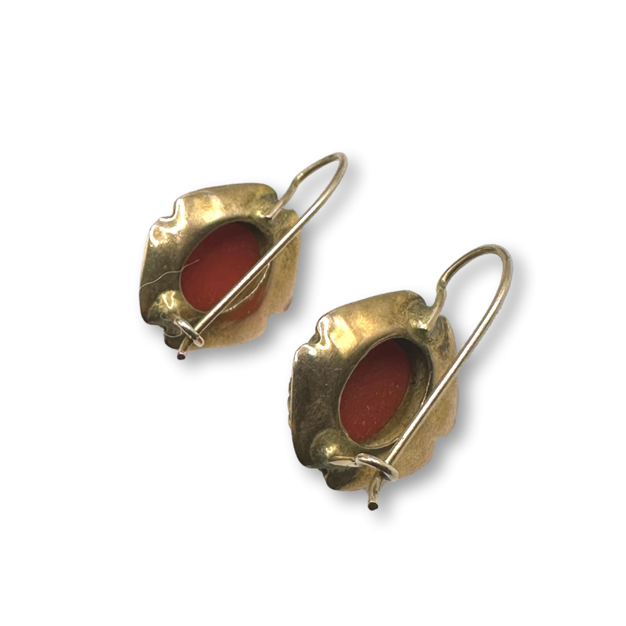 Gold Filled Vintage Coral Colored Stone Earrings