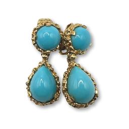 Vintage Panetta Brutalist Faux Turquoise Clip-on Earrings