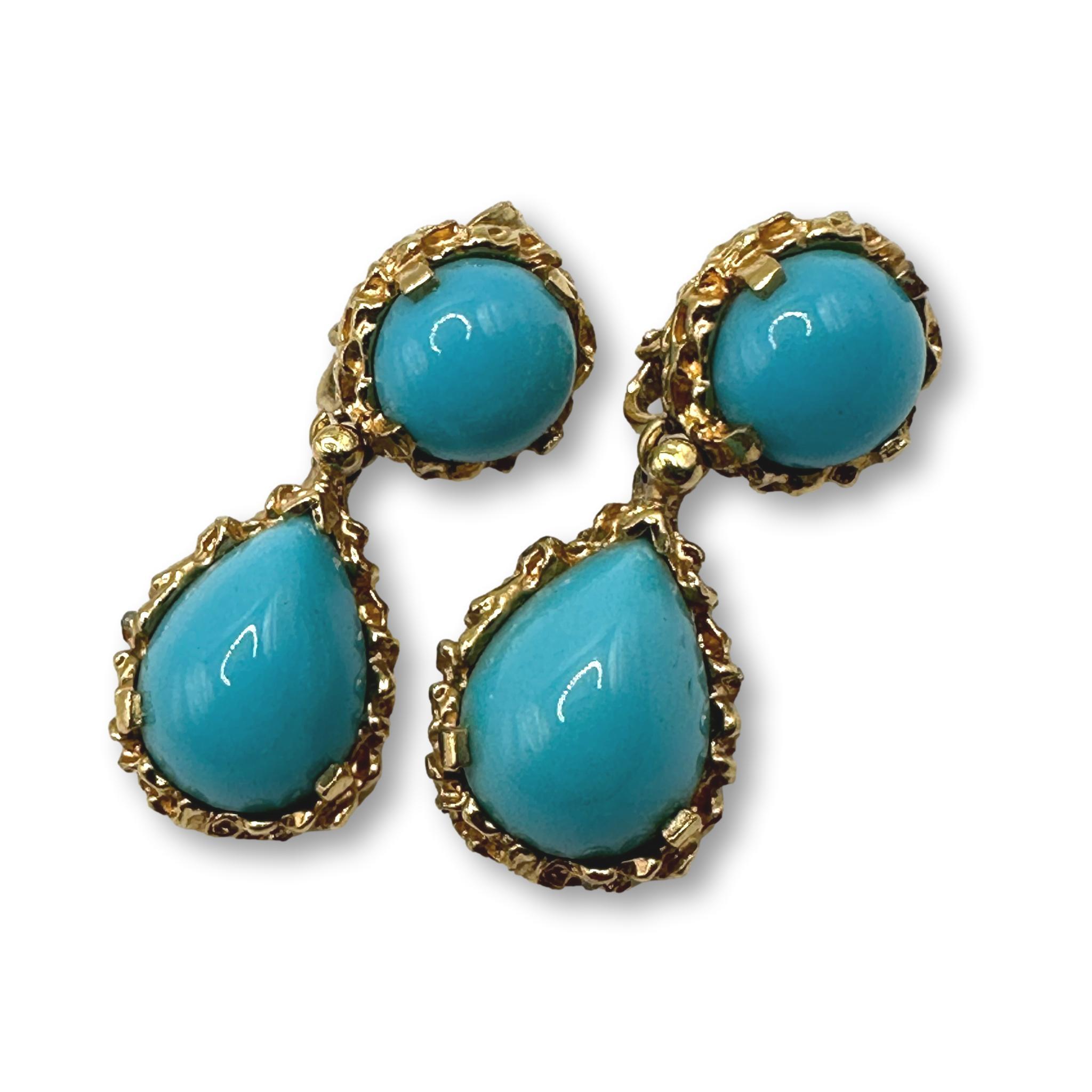 Vintage Panetta Brutalist Faux Turquoise Clip-on Earrings