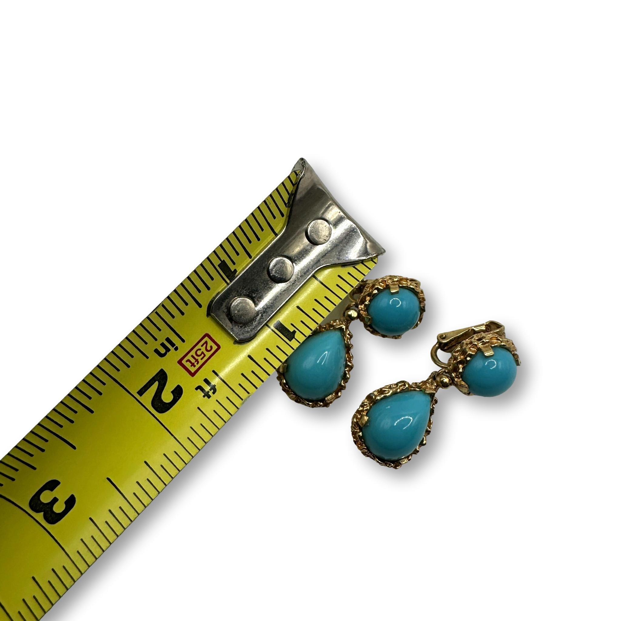 Vintage Panetta Brutalist Faux Turquoise Clip-on Earrings