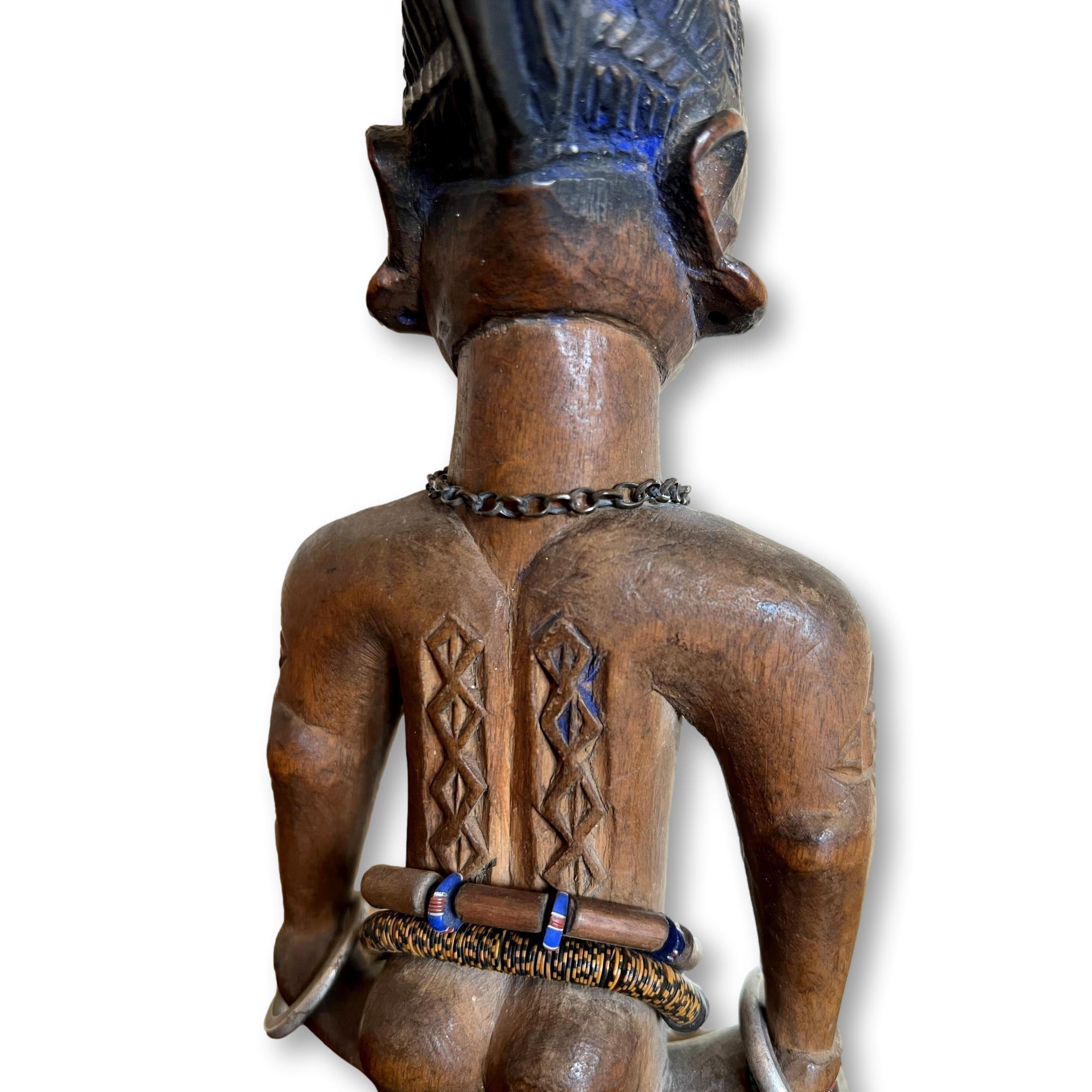 Vintage African Art Ibeji Female Carved Wood Figurine