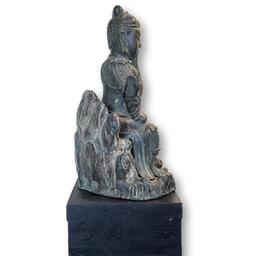 Chinese Bronze Guan Gong Seated Statue in 2 Parts