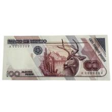 1992 Mexico 100 Nuevo Pesos Banknote Series A Uncirculated A0000389