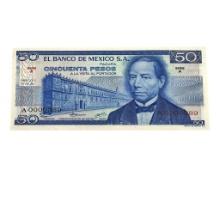 1973 Mexico 50 Pesos Banknote Series A Uncirculated A0000389