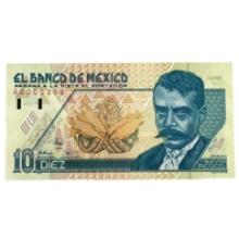 1992 Mexico 10 Pesos Banknote Series A Uncirculated A0000389