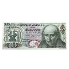 1969 Mexico 10 Pesos Banknote Series 1A Uncirculated A0004827