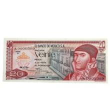 1972 Mexico 20 Pesos Banknote Series A Uncirculated A0000389