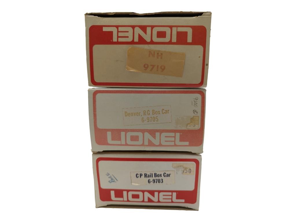 Lot of 3 NIB Lionel Train Box Cars - NH, Denver & CP Rail