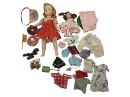 Lot of 2 Dolls and Doll Clothing