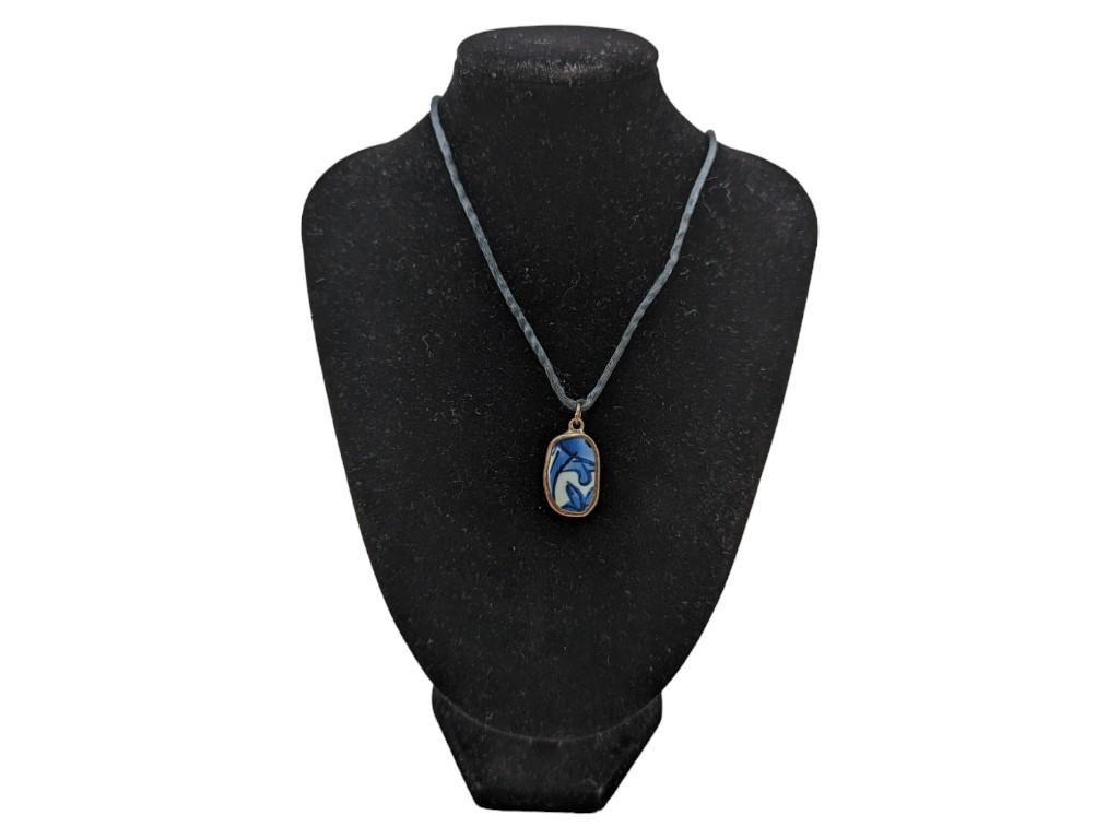 Blue Porcelain Pendant Necklace