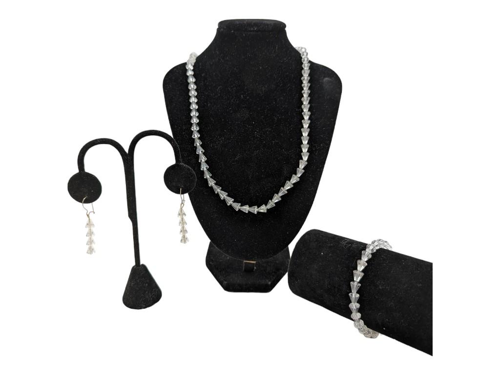 Clear Jewelry Set - Necklace, Bracelet & Earrings