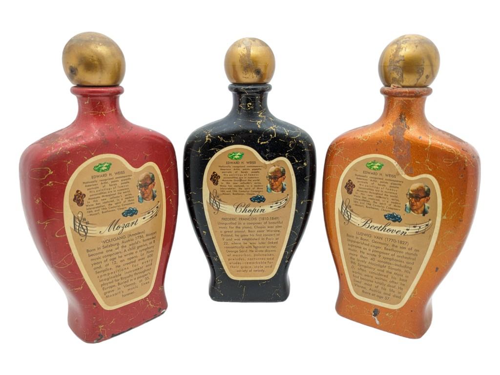 Lot of 3 Jim Beam Composer Decanters - Mozart, Chopin & Beethoven