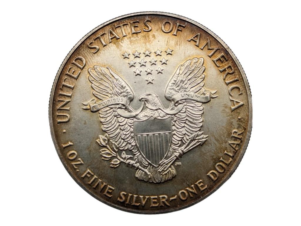 1992 American Silver Eagle Dollar - TONED!