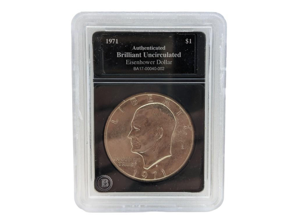1971 Eisenhower Dollar - Authenticated Brilliant Uncirculated