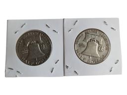 Lot of 2 Franklin Half Dollars - 1953 & 1954