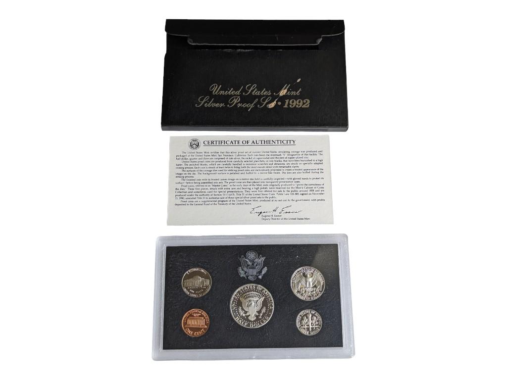 1992 US Mint Silver Proof Set with COA