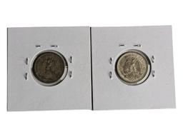 Lot of 2 Centavos - 1925 & 1937 - 90% Silver