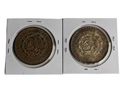 Lot of 2 Pesos - 1963 & 1964 - 10% Silver