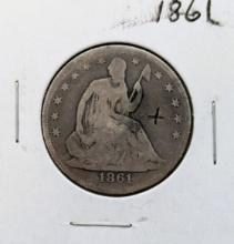 1861 Silver Liberty Seated Half Dollar