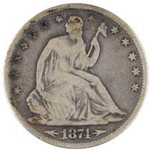 1874 Silver Liberty Seated Half Dollar