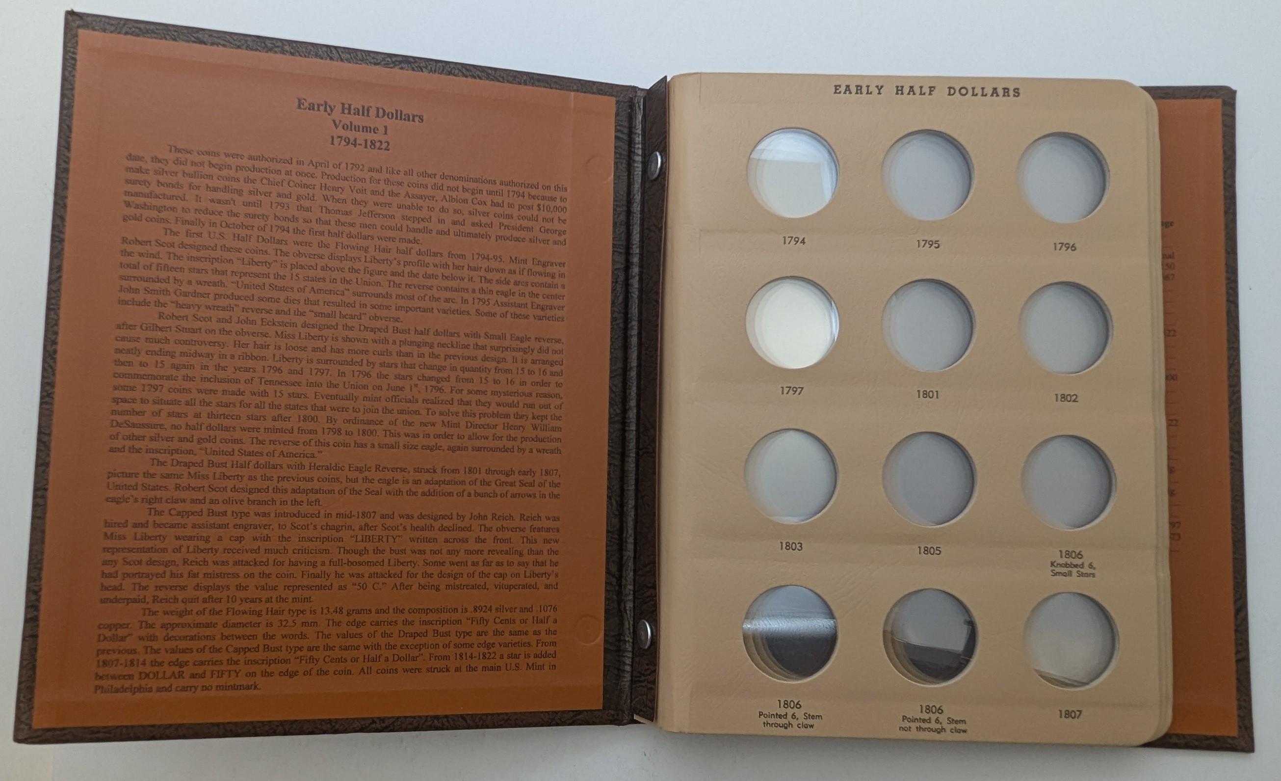 Dansco Early Half Dollar Book Vol 1 1794-1822 - Empty