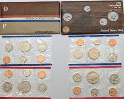 Lot of 2 US Mint Uncirculated Coin Sets - 1984, 1985