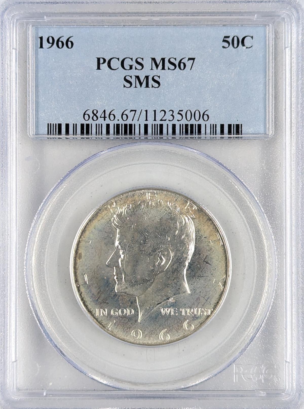 PCGS 1966 MS67 SMS Silver John F Kennedy Half Dollar