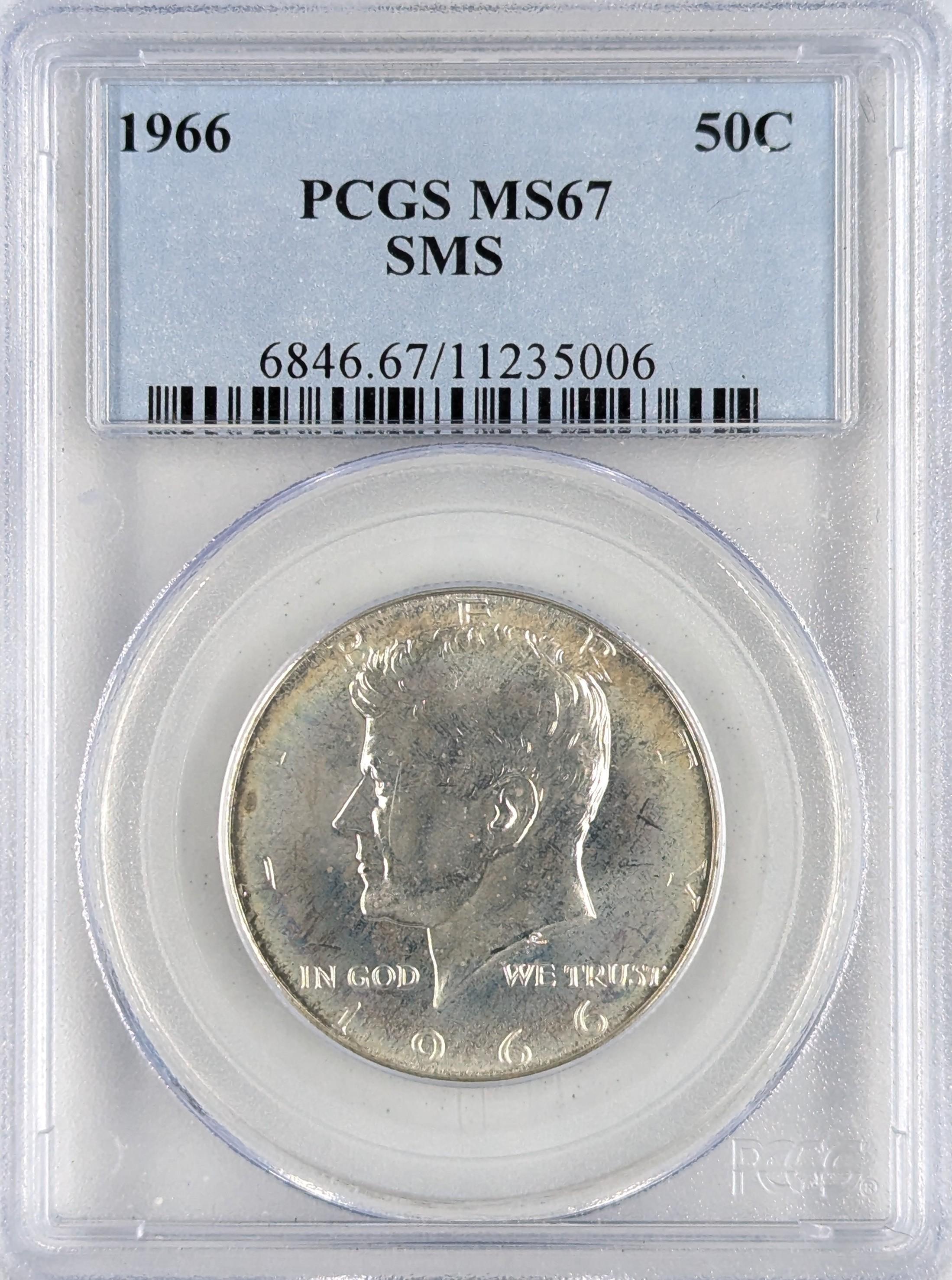 PCGS 1966 MS67 SMS Silver John F Kennedy Half Dollar