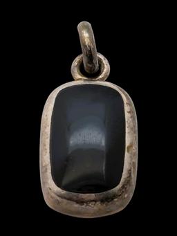 Sterling Silver Black Rectangle Pendant