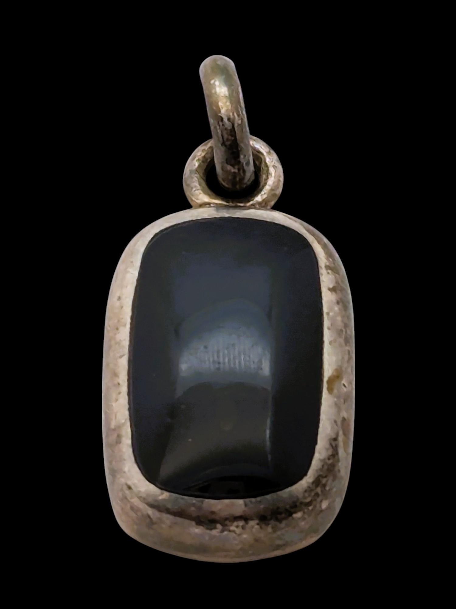 Sterling Silver Black Rectangle Pendant