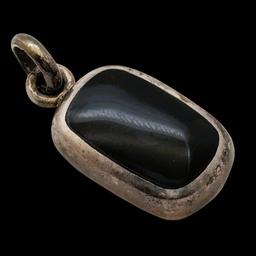 Sterling Silver Black Rectangle Pendant