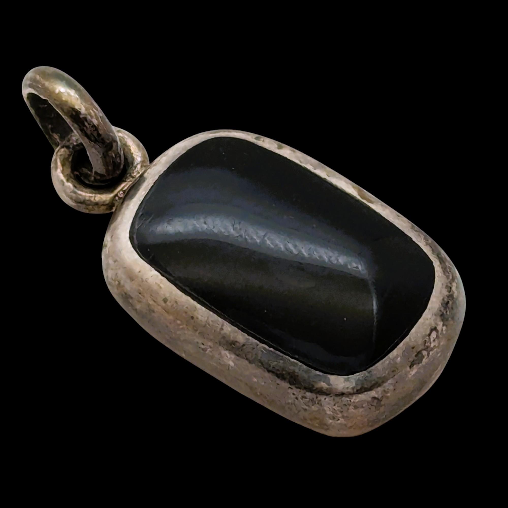 Sterling Silver Black Rectangle Pendant