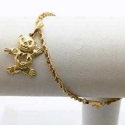 10K Gold Bear Charm on Rope Chain