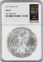 NGC 2017 MS69 American Silver Eagle Dollar