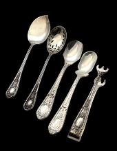Set of 5 Sterling Silver Fontaine by International Vintage Serving Utensils