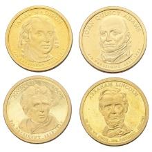 Lot of 4 Presidential Dollars - Madison, Adams, Jackson, Lincoln